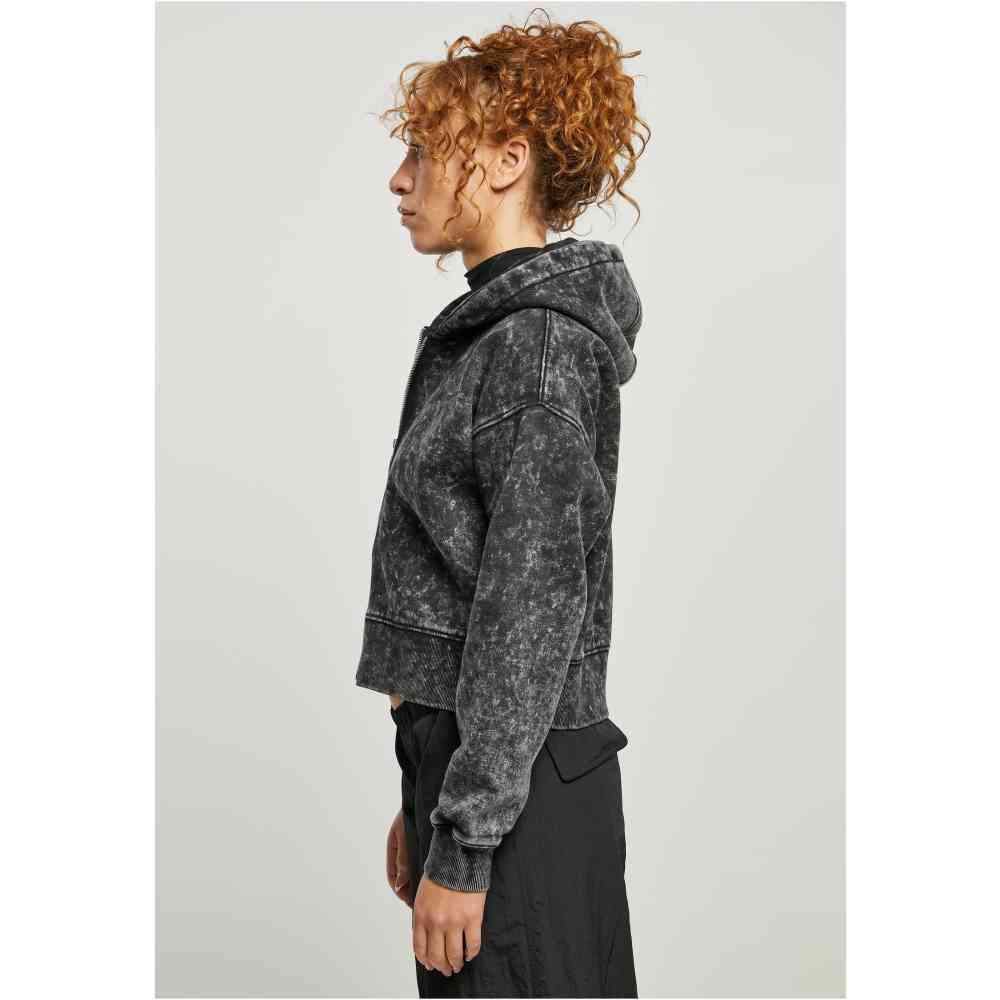 Urban Classics - Short Oversized Towel Washed Zip hoodie - Black